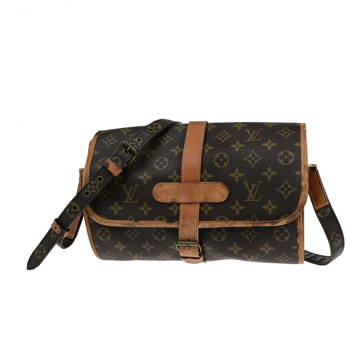 LOUIS VUITTON Logo Marne Shoulder Bag Monogram Leather Brown M51369 80YF508