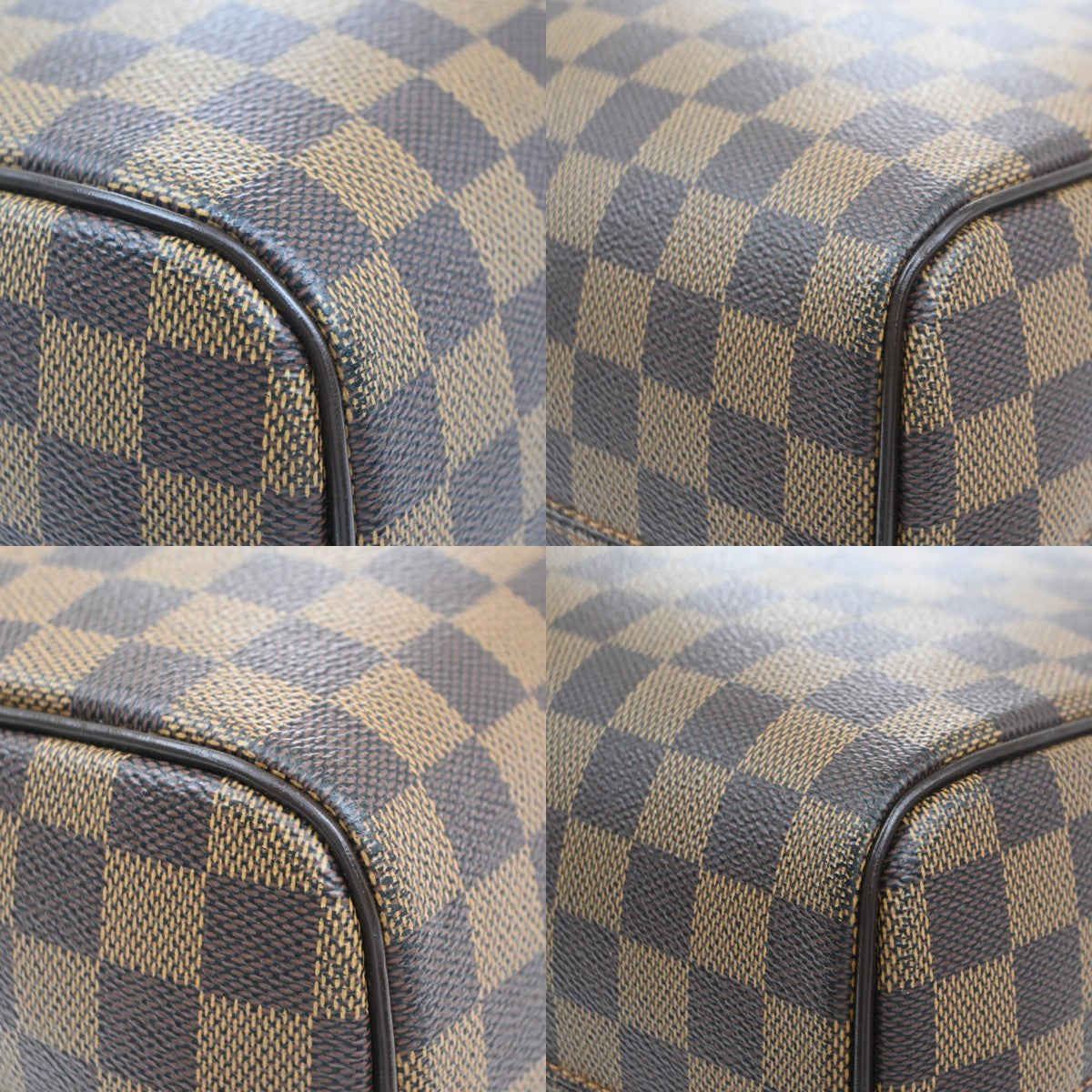 LOUIS VUITTON Logo Nolita HandBag Damier Ebene Leather Brown N41455 50KC176