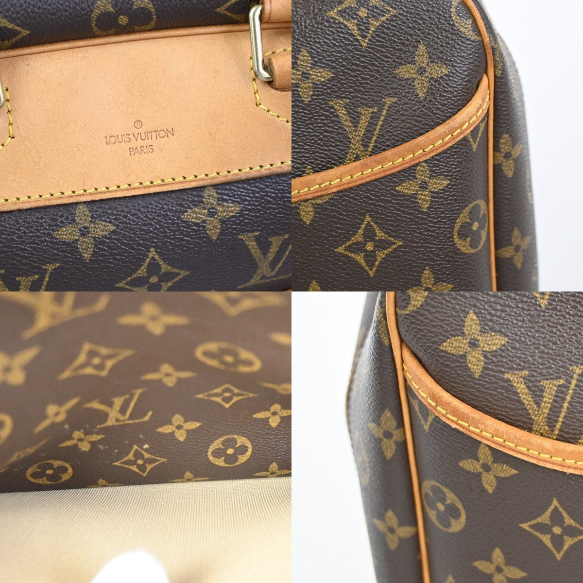 LOUIS VUITTON LV Logo Deauville Hand Bag Monogram Leather Brown M47270 12YH901