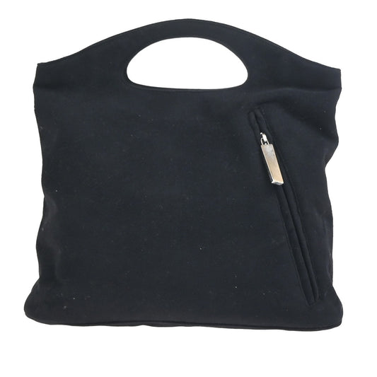 SALVATORE FERRAGAMO Reversible Hand Tote Bag Suede Nylon Black SHW Italy 68ZA345