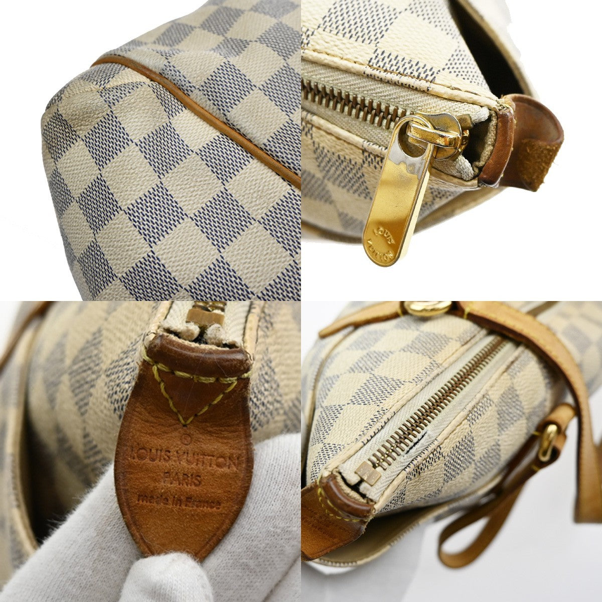 LOUIS VUITTON Totally MM Shoulder Bag Damier Azur Leather White N51262 86PA028