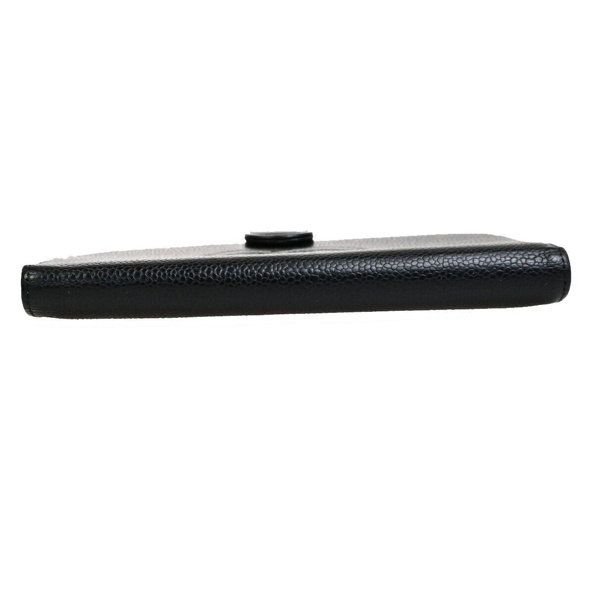 CHANEL CC Long Bifold Wallet Purse Grained Calfskin Leather Black GHW 36RK886