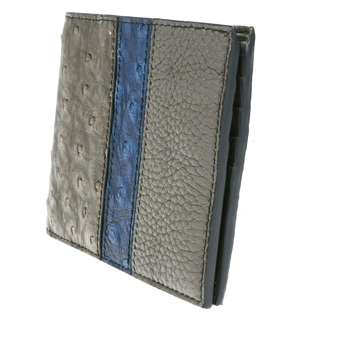 BOTTEGA VENETA Logo Compact Bifold Wallet Embossing Leather Brown Blue 68KB005