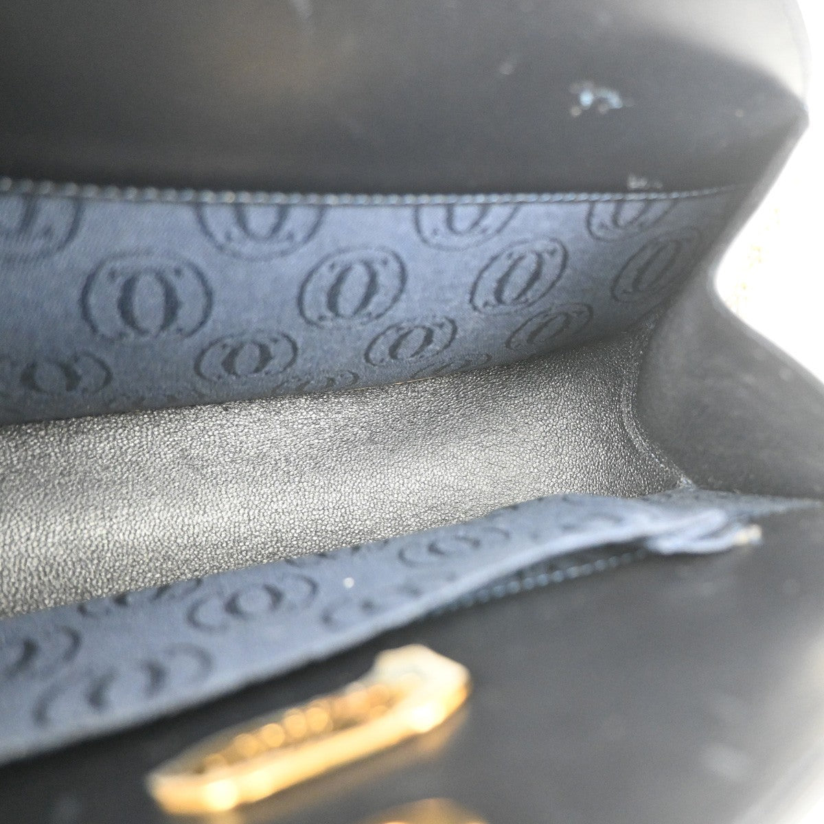 CARTIER Sapphire Line Logo Chain Shoulder Bag Leather Navy BE GHW France 80MA209