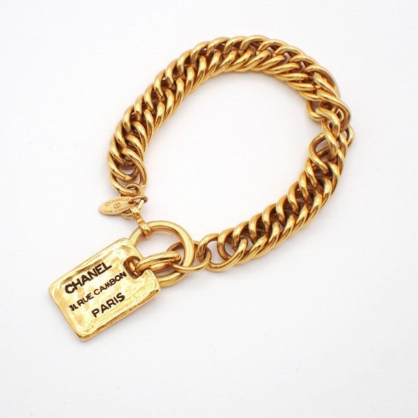 CHANEL Logo 31 Rue Cambon Chain Bracelet Bangle Charm GHW France 70RL874