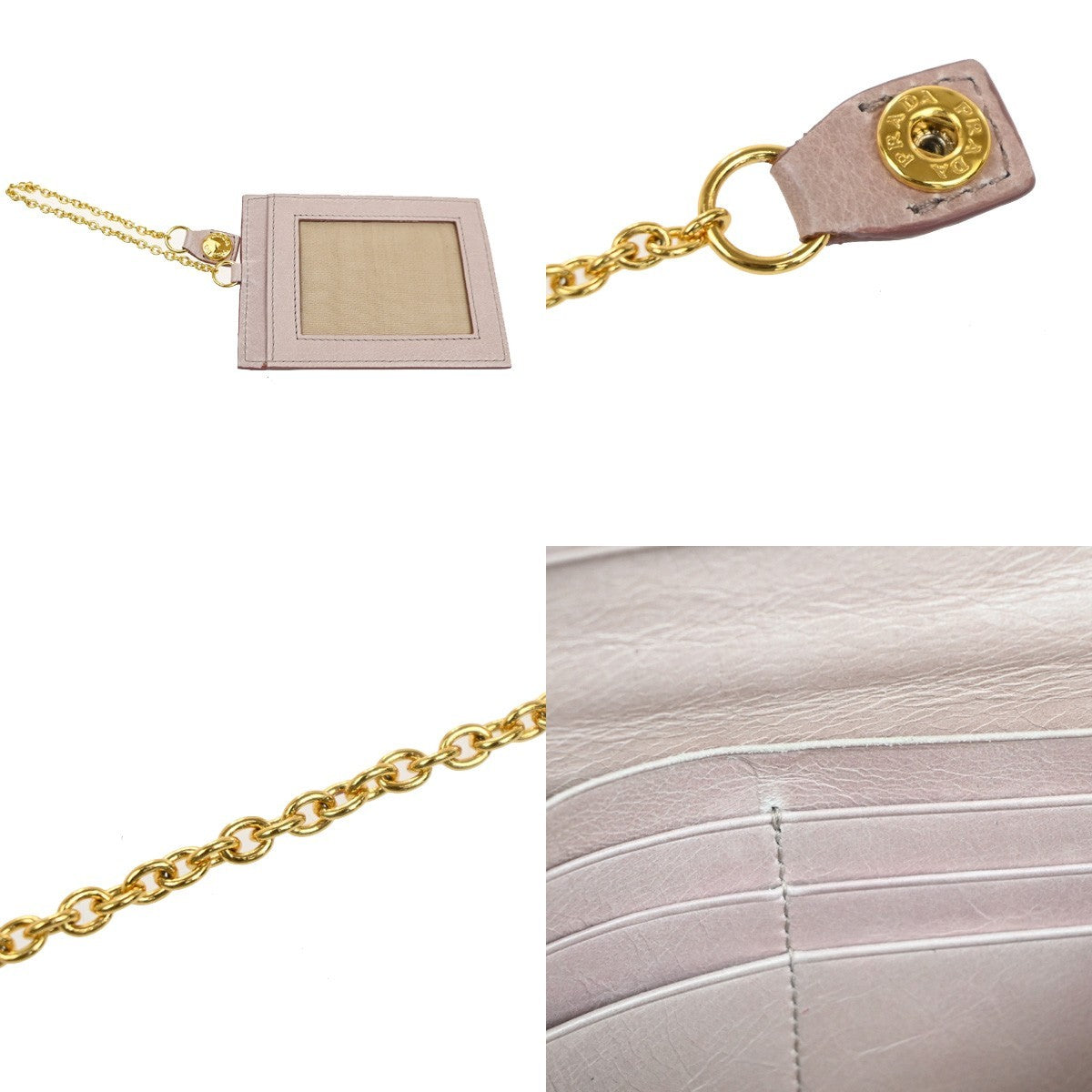 PRADA Logo Bifold Flap Long Wallet  Quilted Leather Pink Beige GHW Italy 01KD035