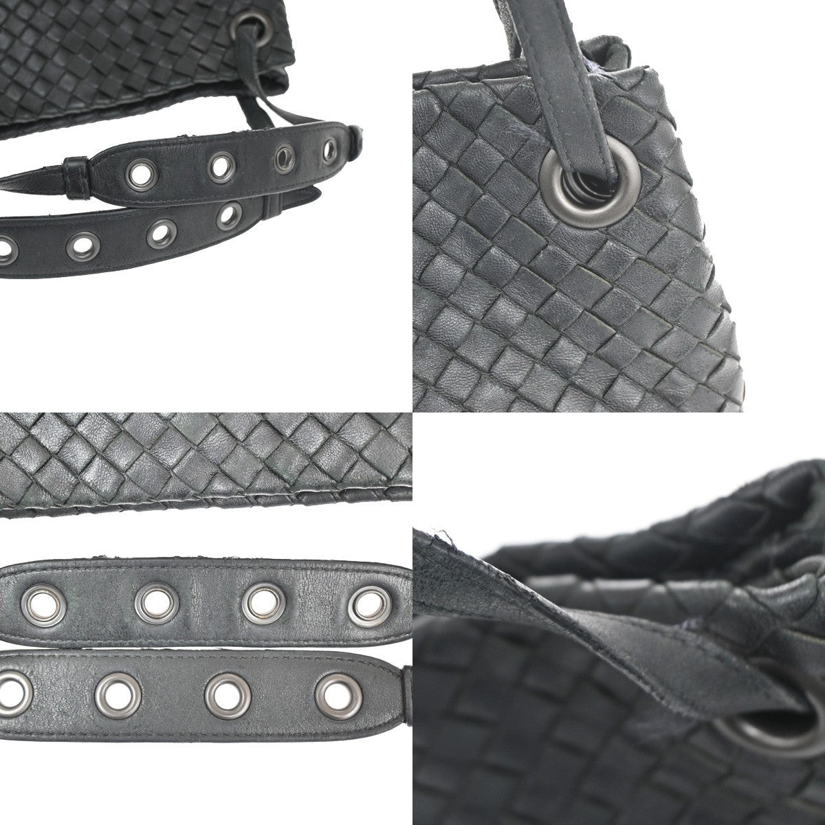 BOTTEGA VENETA Intrecciato Garda Shoulder Handbag Black Leather Italy 78TA153