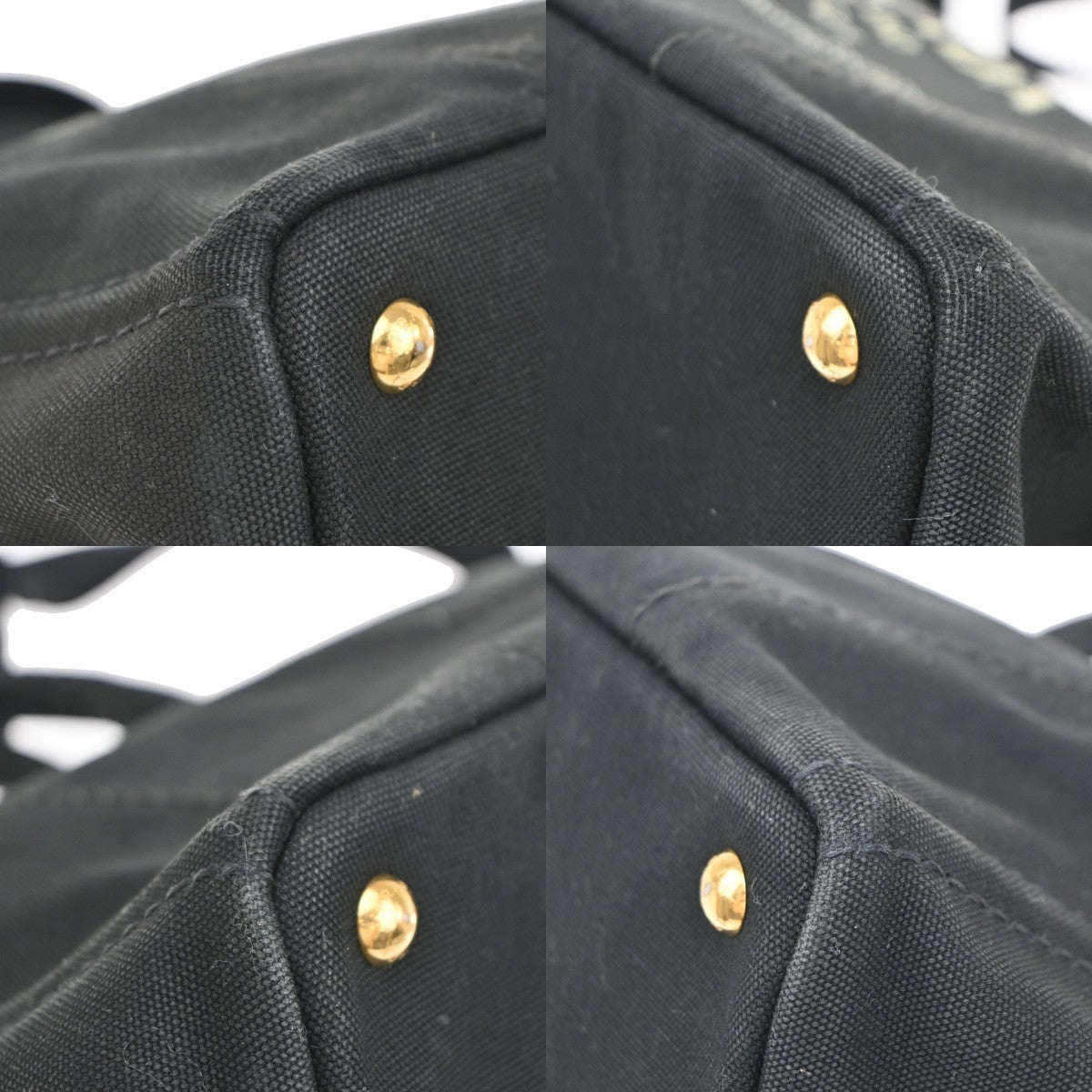 PRADA Logo Canapa 2Way Shoulder Hand Bag Canvas Leather Black GHW Italy 74KP225