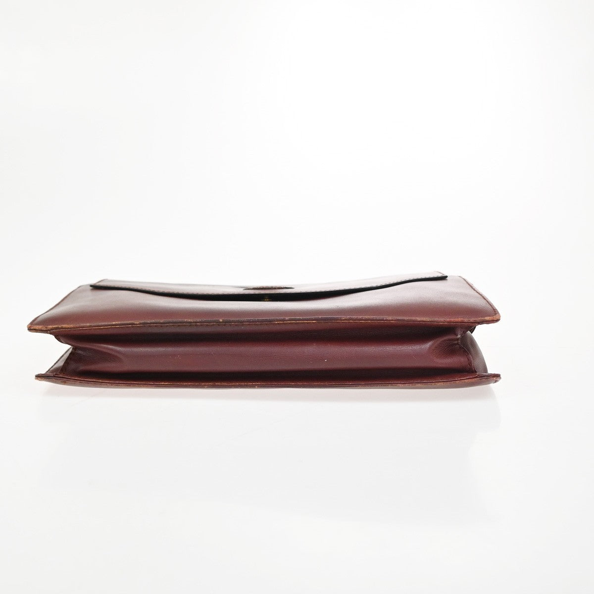 MUST DE CARTIER 2C Logo Clutch Hand Bag Leather Red Burgundy GHW 08KD023