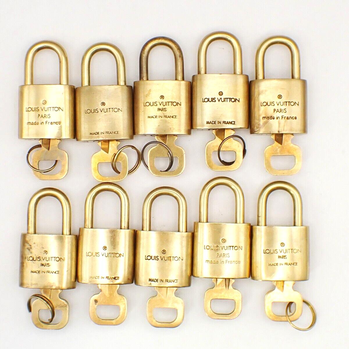 LOUIS VUITTON LV 10 Set  Padlock Key Bag Charm Cadena Gold Plated France 39YF799