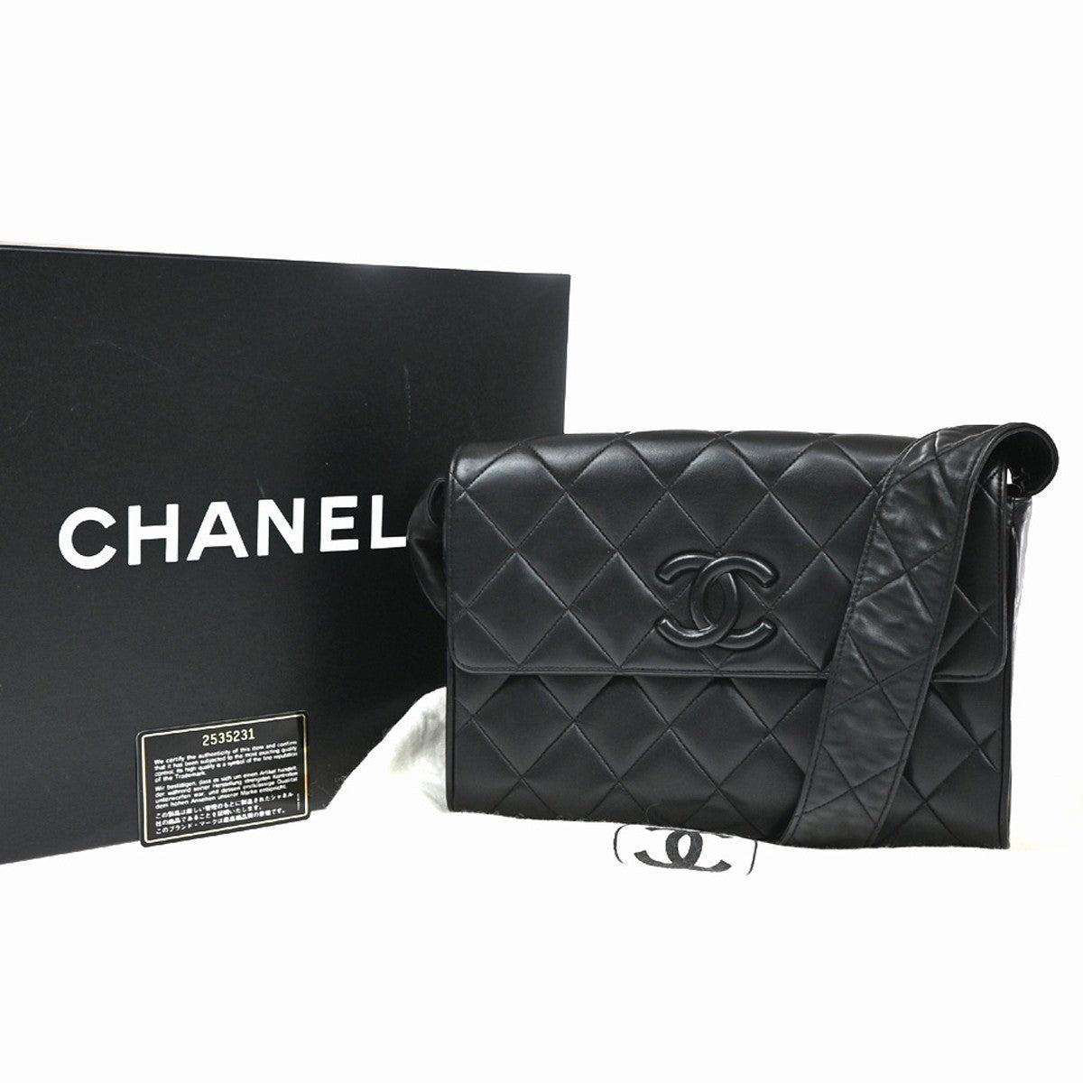 CHANEL CC Matelasse 25 Shoulder Bag Leather Black Vintage 359RP170