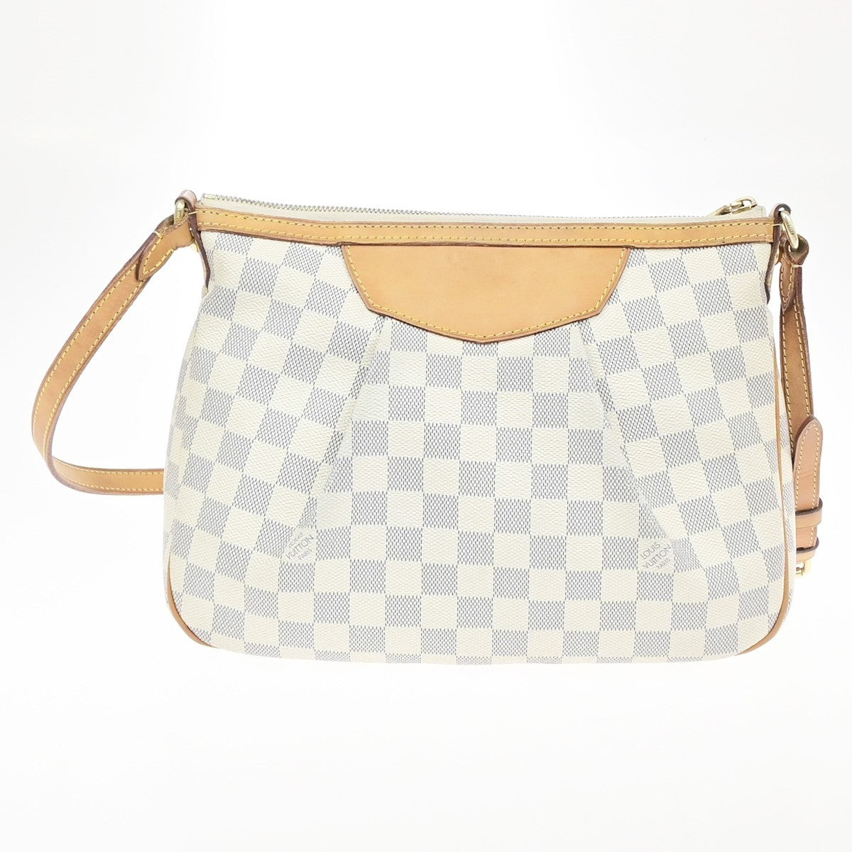 LOUIS VUITTON Siracusa PM Shoulder Bag Damier Azur Leather White N41113 91MA697