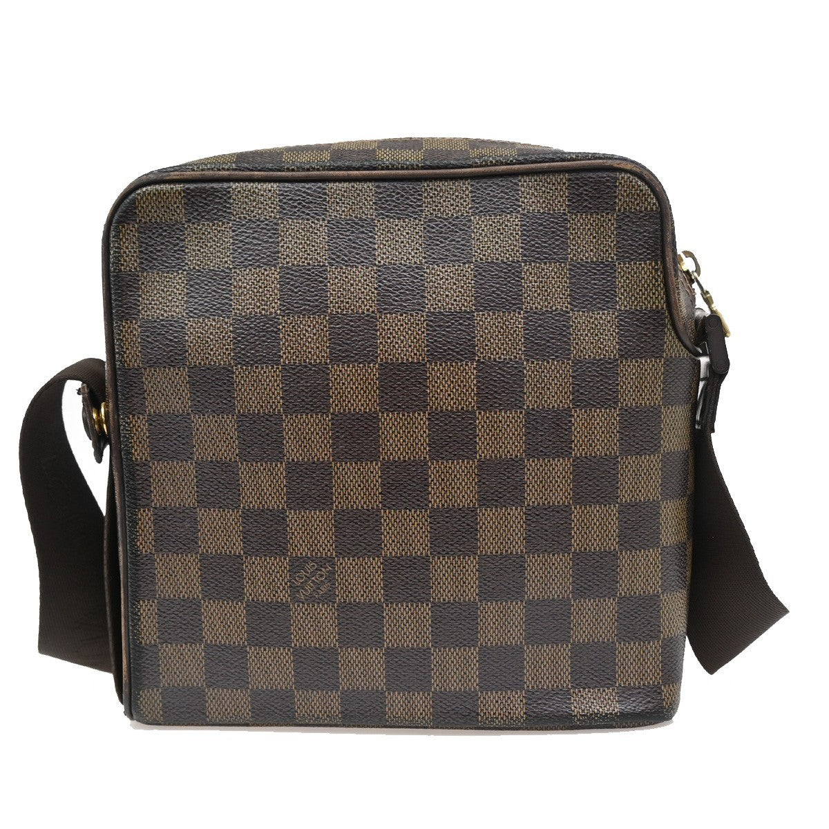 LOUIS VUITTON Olav PM Shoulder Bag Damier Ebene Leather Brown N41442 34CA223