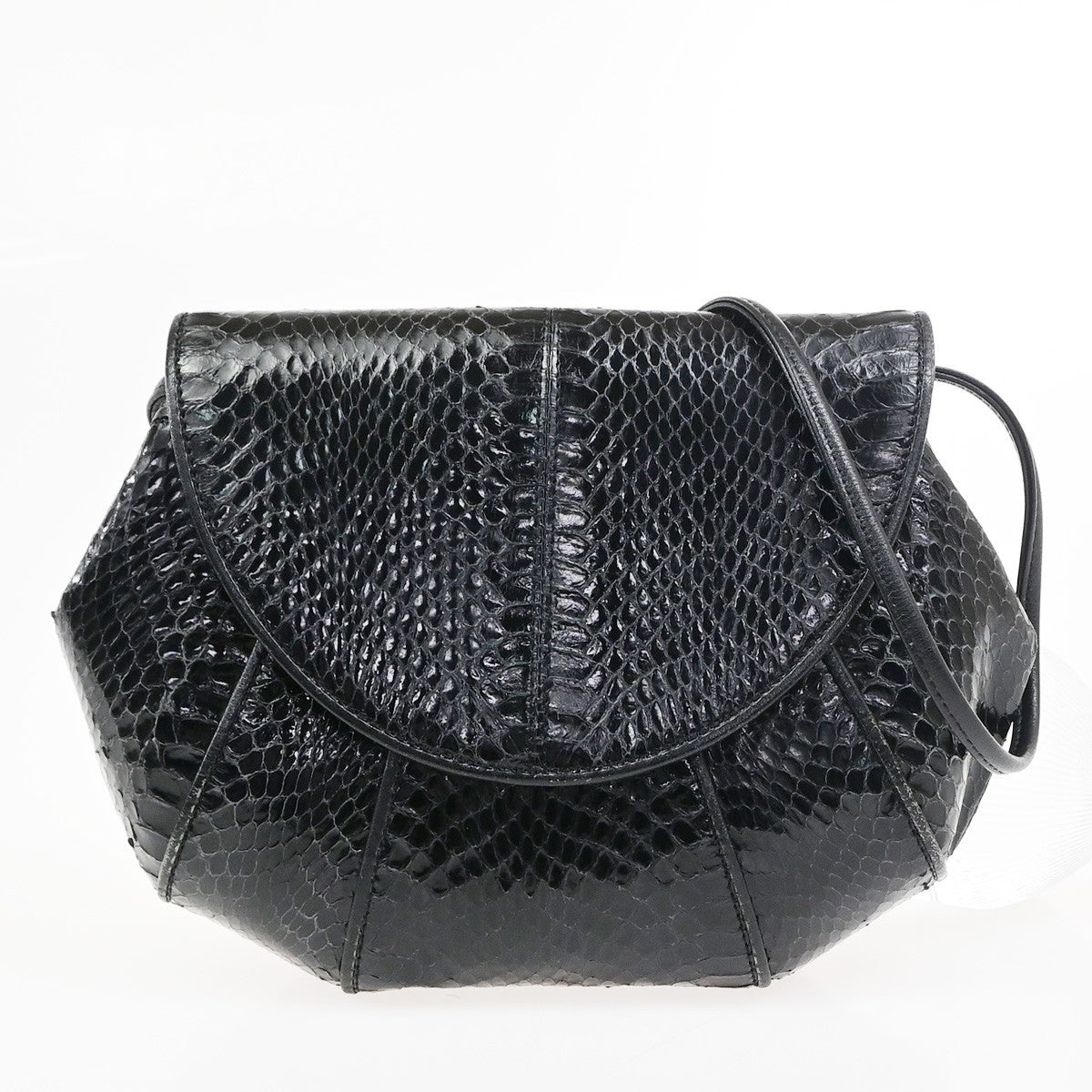 YVES SAINT LAURENT Logo Shoulder Bag Embossing Leather Black GHW 63KD155