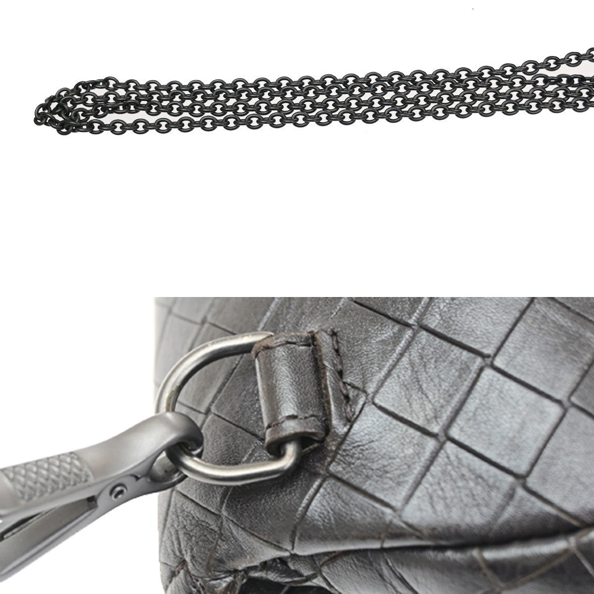 BOTTEGA VENETA Logo Intrecciato Chain Wallet Leather Brown 88CB069