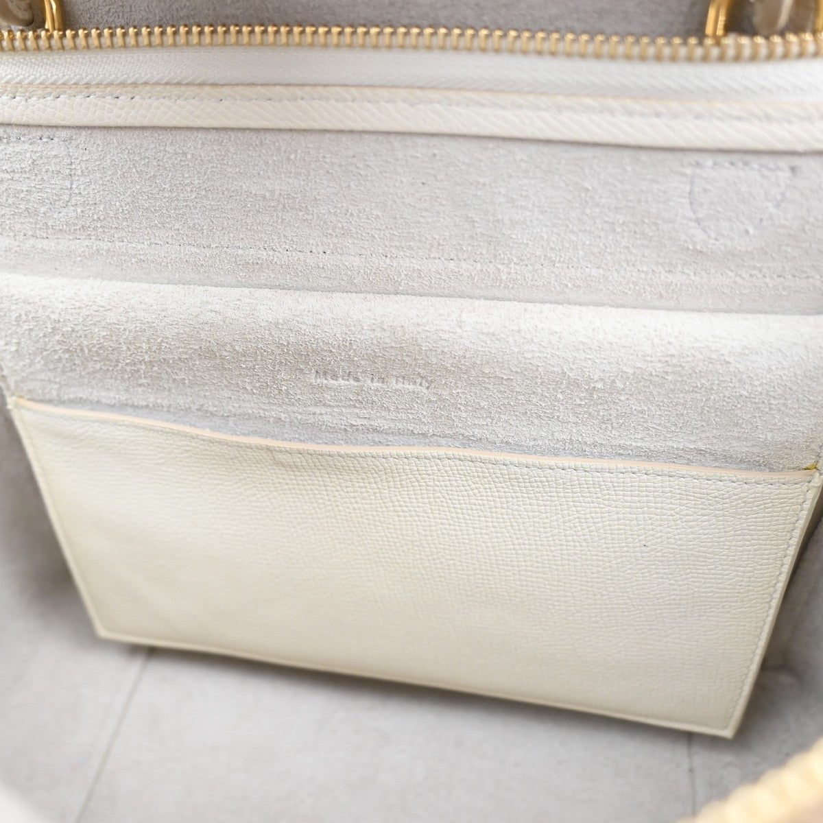CELINE Logo Belt 2way Shoulder Hand Bag Leather White GHW Italy 29RL885