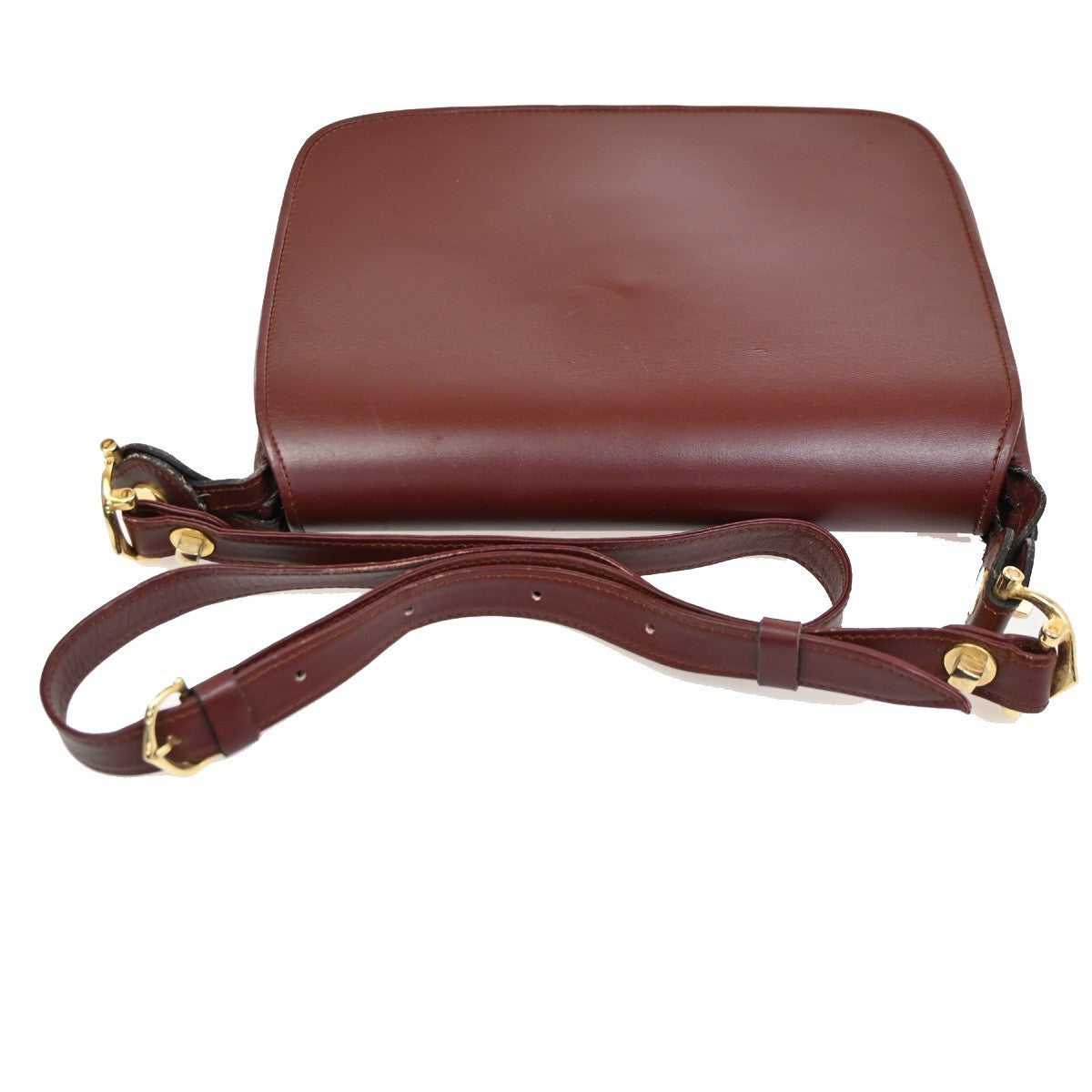 CARTIER Must Line Turn lock Shoulder Bag  Leather Burgundy Red Italy 65CA484
