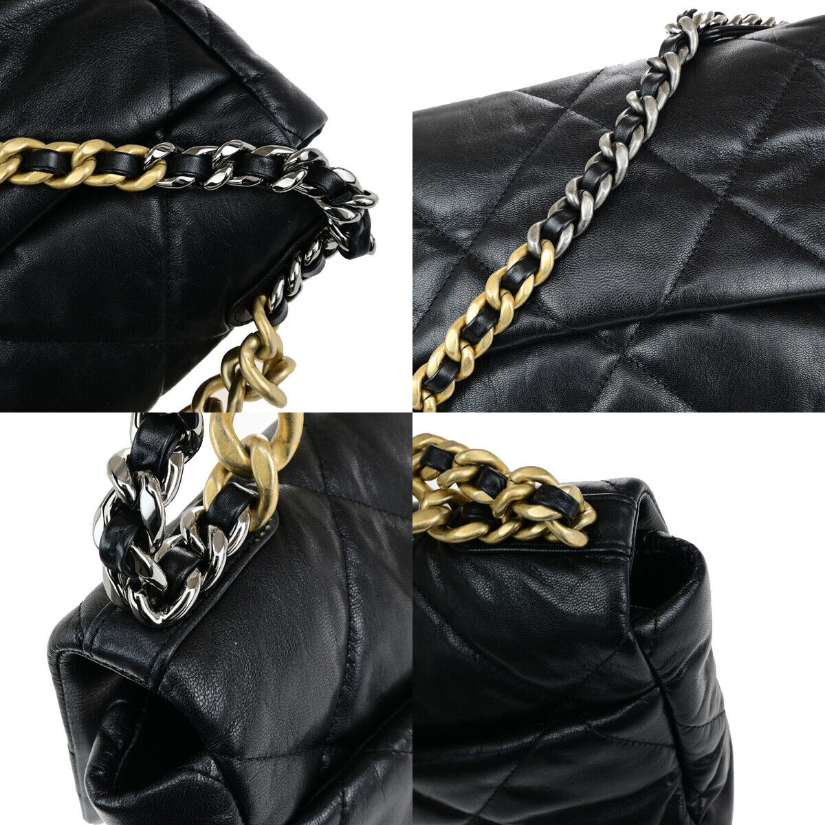 CHANEL 19 CC Logo Matelasse Chain 2Way Shoulder Hand Bag Leather BK GHW 728RK738