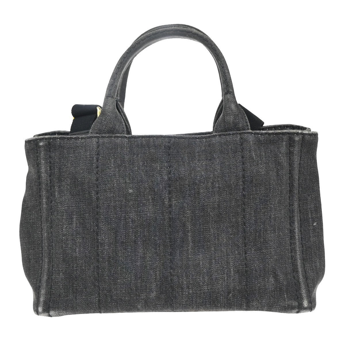 PRADA Logo Canapa 2Way Shoulder Hand Bag Canvas Leather Black GHW 77KP370