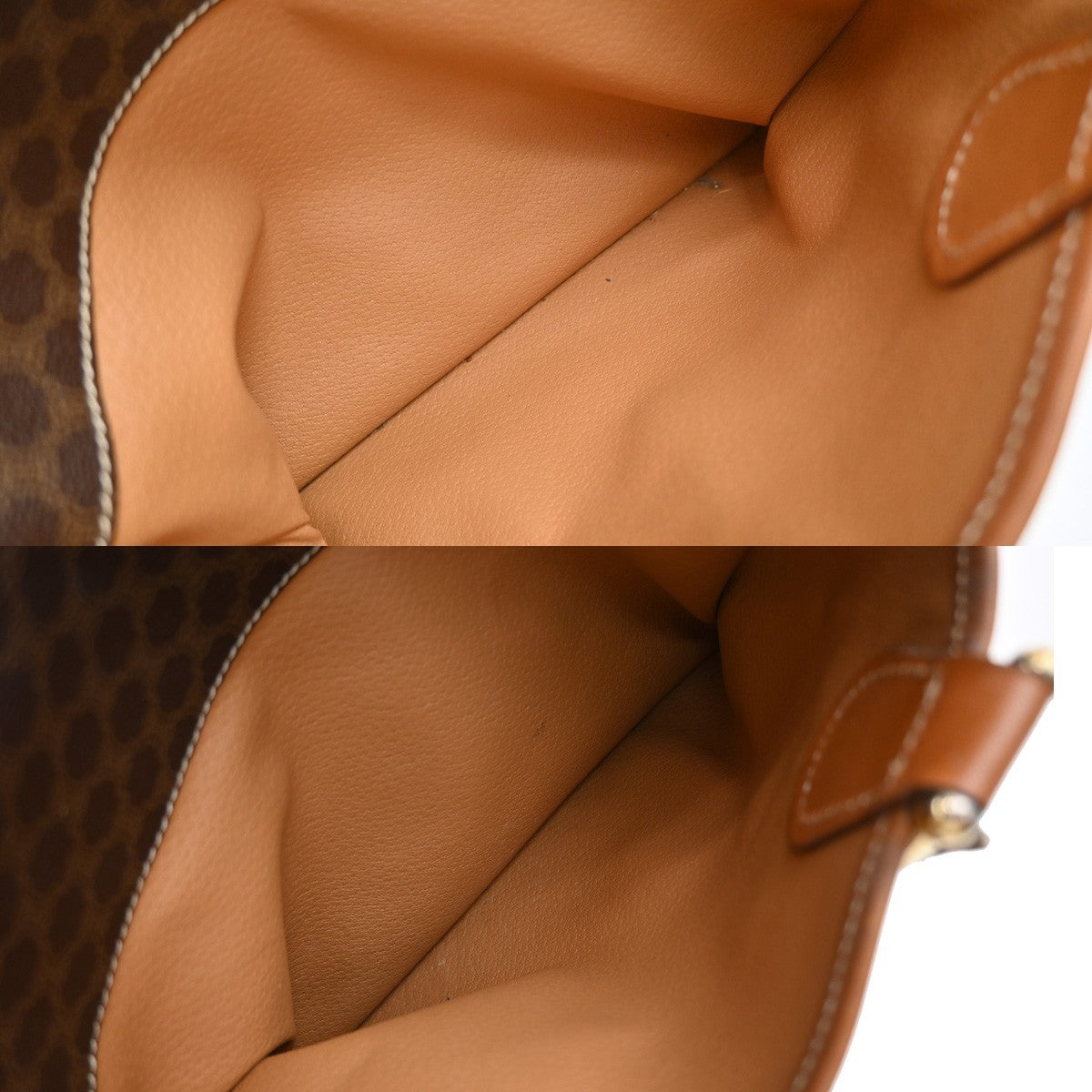 CELINE Logo Macadam Pattern Travel Hand Boston Bag PVC Leather Brown 69KB421
