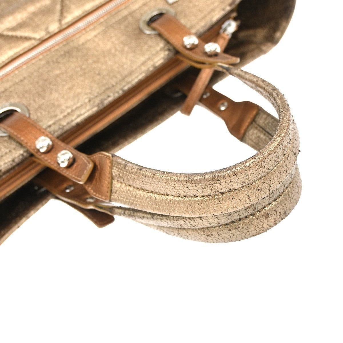 CHANEL CC Paris Biarritz Shoulder Bag Coating Canvas Leather Bronze 603RF988