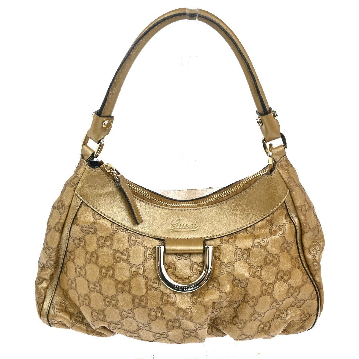 GUCCI Guccissima Abbey One Shoulder Hand Bag Embossing Leather Gold GHW  84TA490