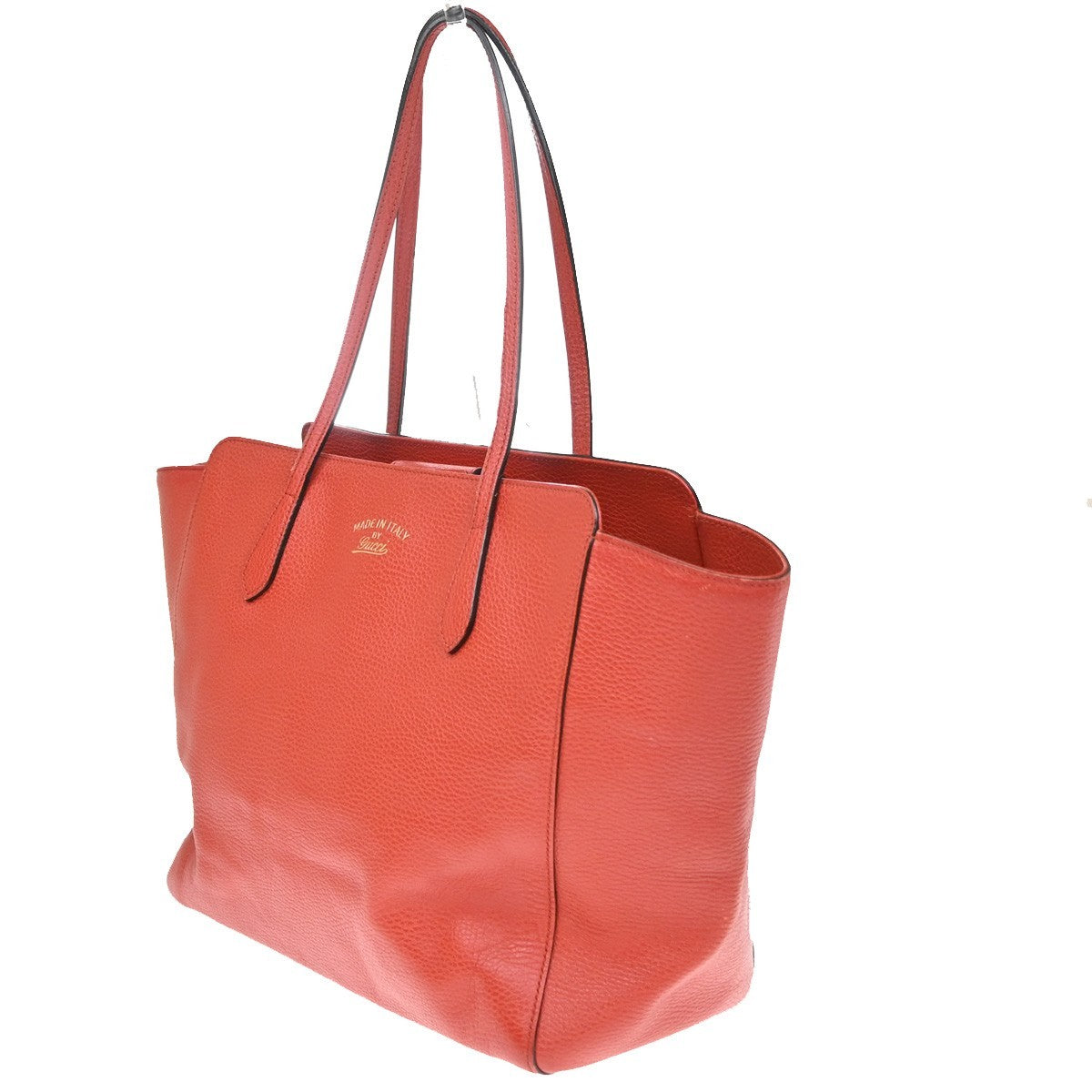 GUCCI Logo Swing Shoulder Tote Hand Bag Leather Red GHW Italy 84CA871