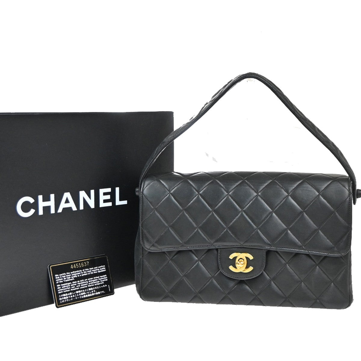 CHANEL Matelasse 25 Double Face Top Hand Hand Bag Leather Black Vintage 880RP115