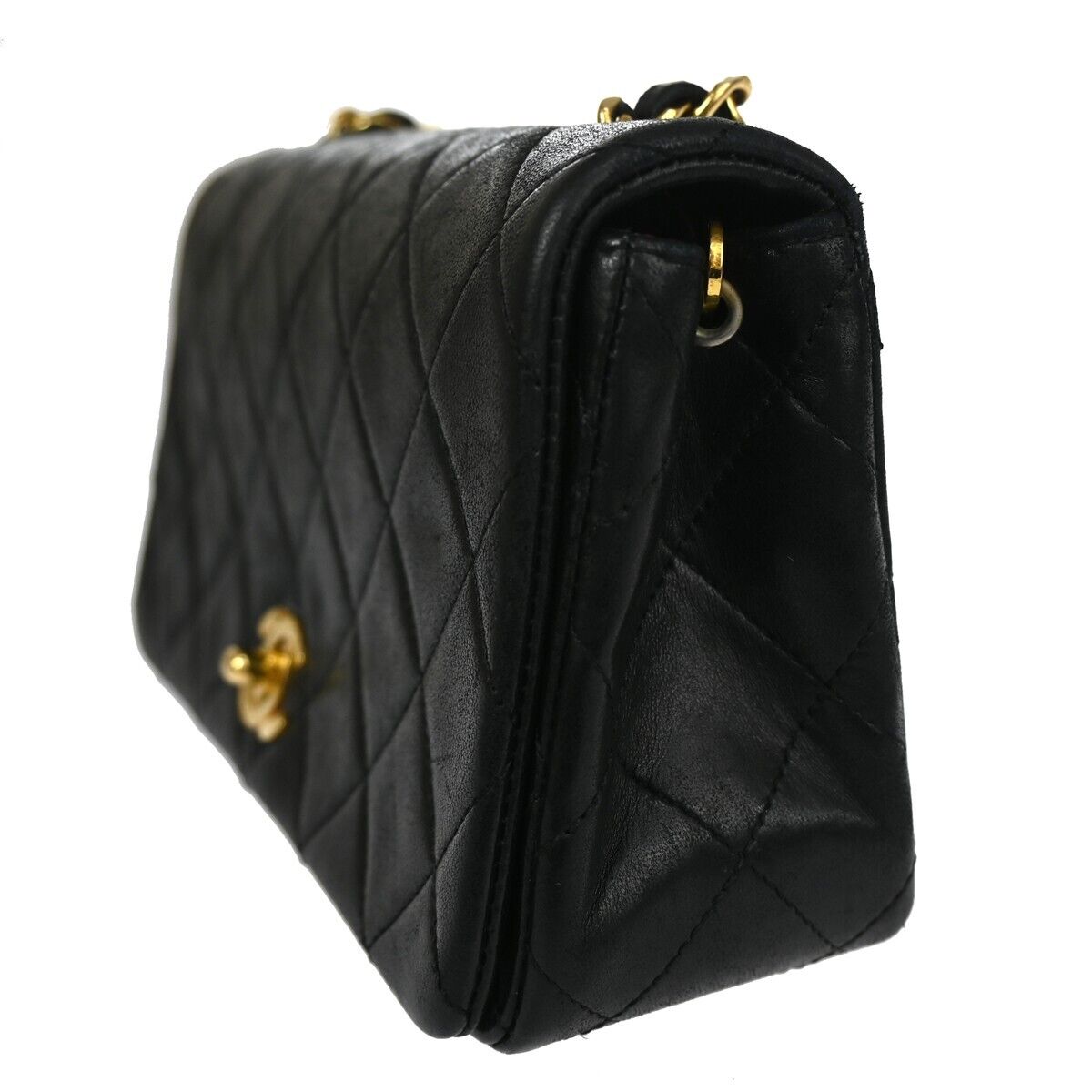 CHANEL CC Mini Matelasse Full Flap Chain Shoulder Bag Leather Black GHW 804RH915