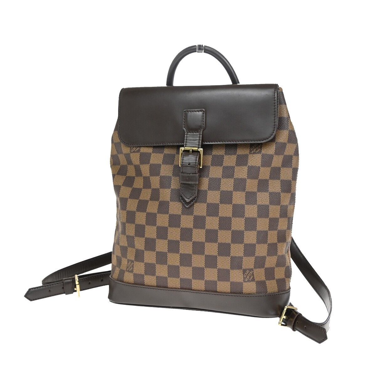 LOUIS VUITTON Logo Soho Backpack Bag Damier Ebene Leather Brown N51132 50SH733