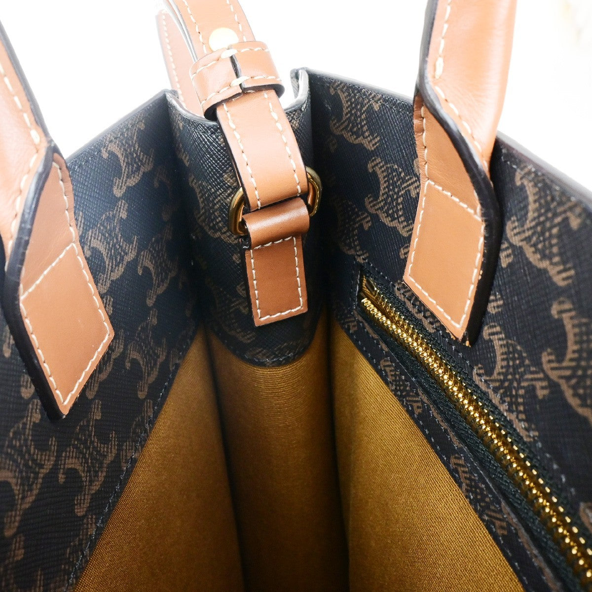 54.Live CELINE Vertical Cabas 2Way Tote Bag Triomphe Canvas Leather 662RK408