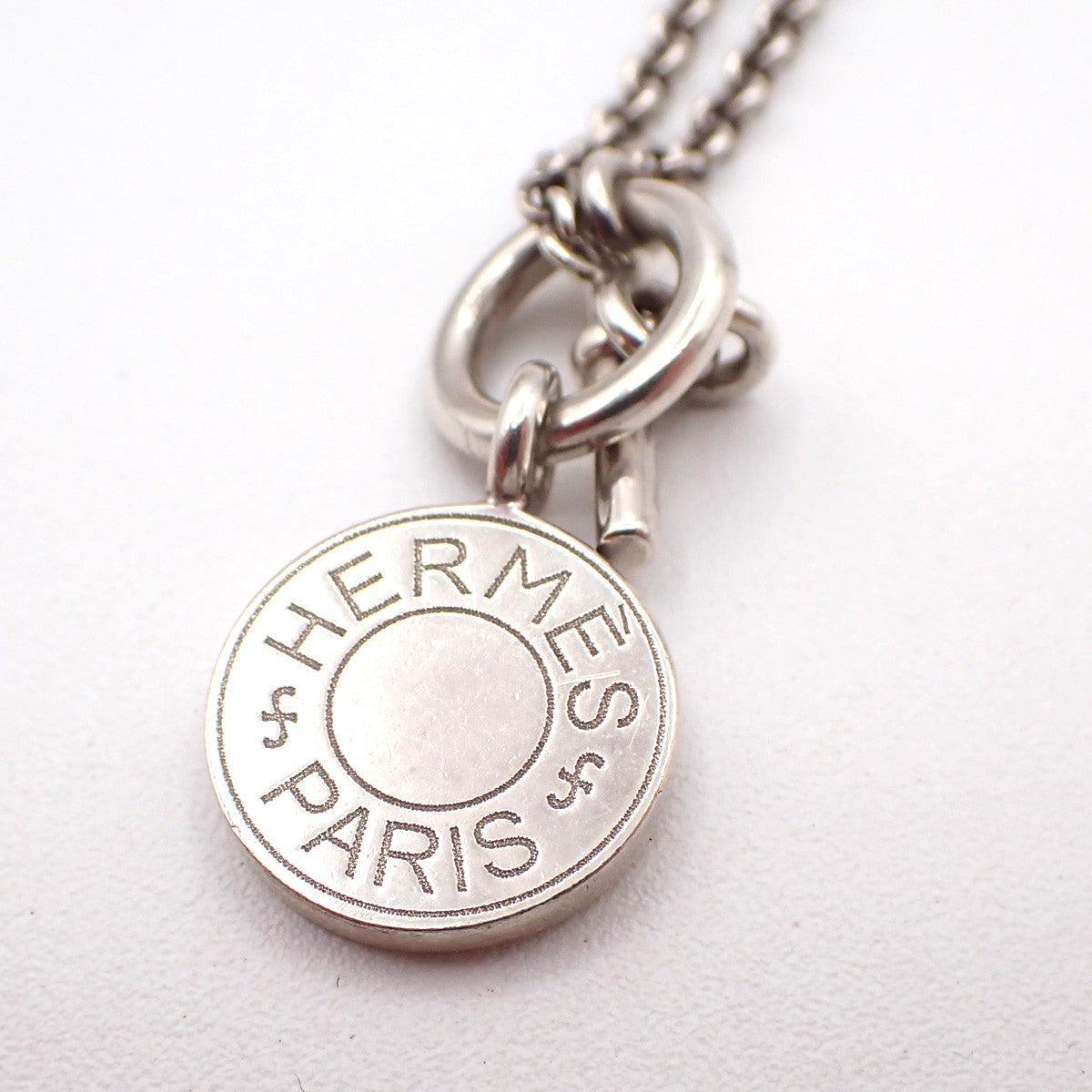 HERMES Amulettes Ex-Libris Pendant Necklace Sellier Silver 925 Italy 77LC635