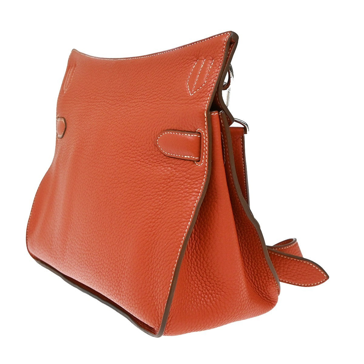 HERMES Logo Jypsiere 34 Shoulder Bag Taurillon Clemence Orange SHW 898RL463