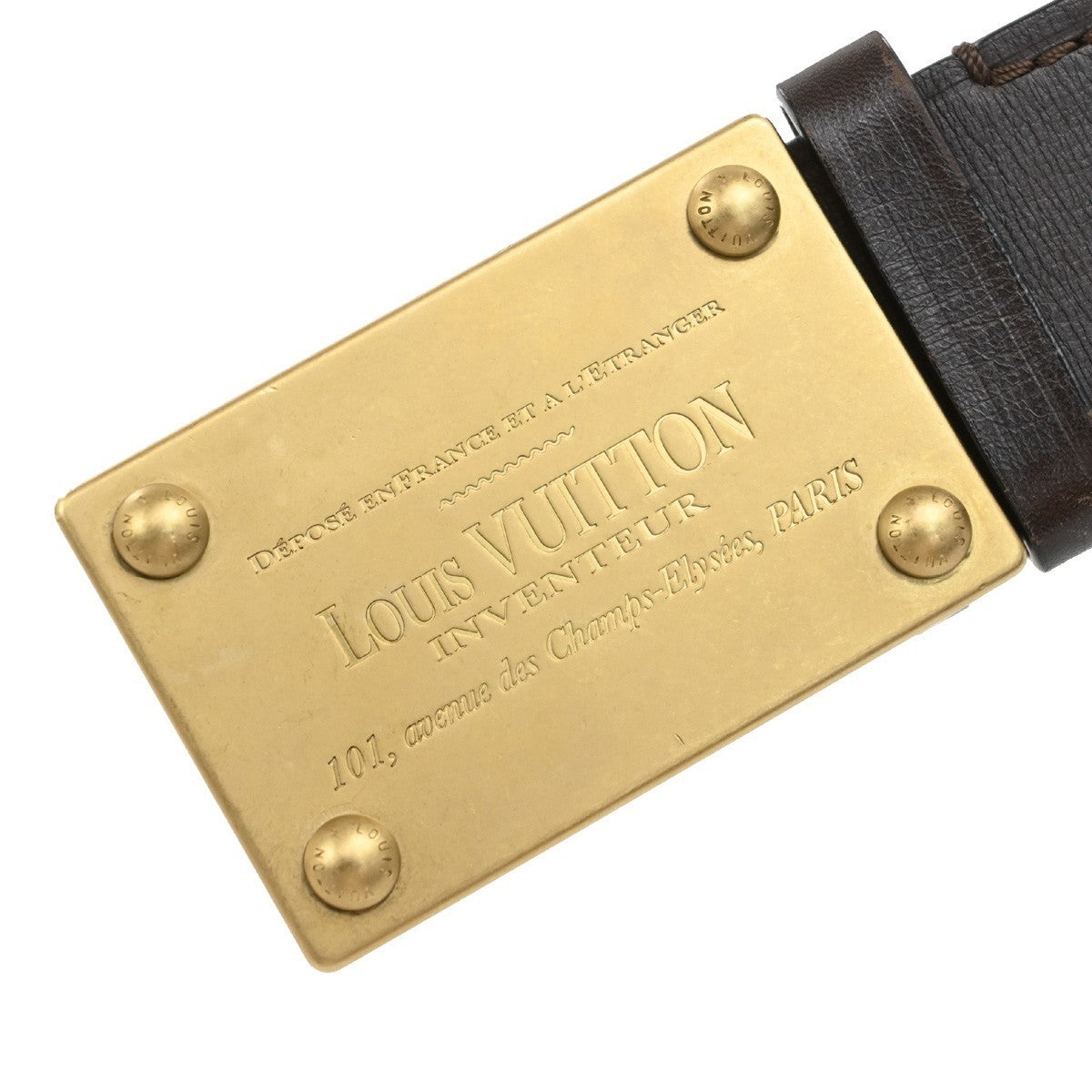 LOUIS VUITTON Logo Ceinture Utah Belt 110/44 Leather Brown GHW M6811W 30KB418