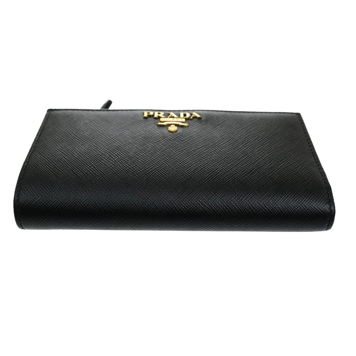 PRADA MILANO Bifold Long Wallet Saffiano Multicolor Leather Black Gold 35RK903