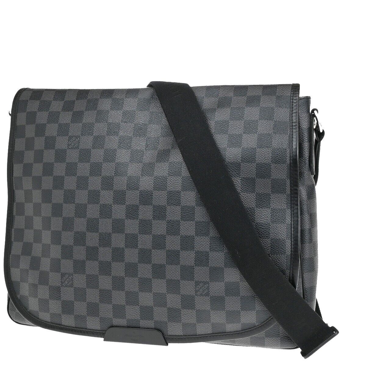 LOUIS VUITTON Daniel MM Shoulder Bag Damier Graphite Leather BK N58029 12YE469