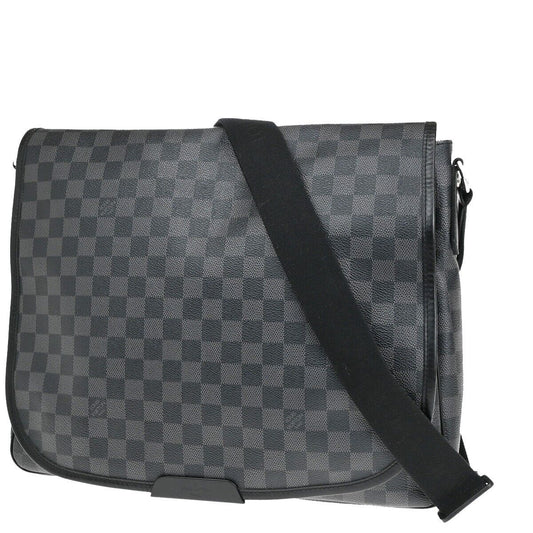 LOUIS VUITTON Daniel MM Shoulder Bag Damier Graphite Leather BK N58029 12YE469