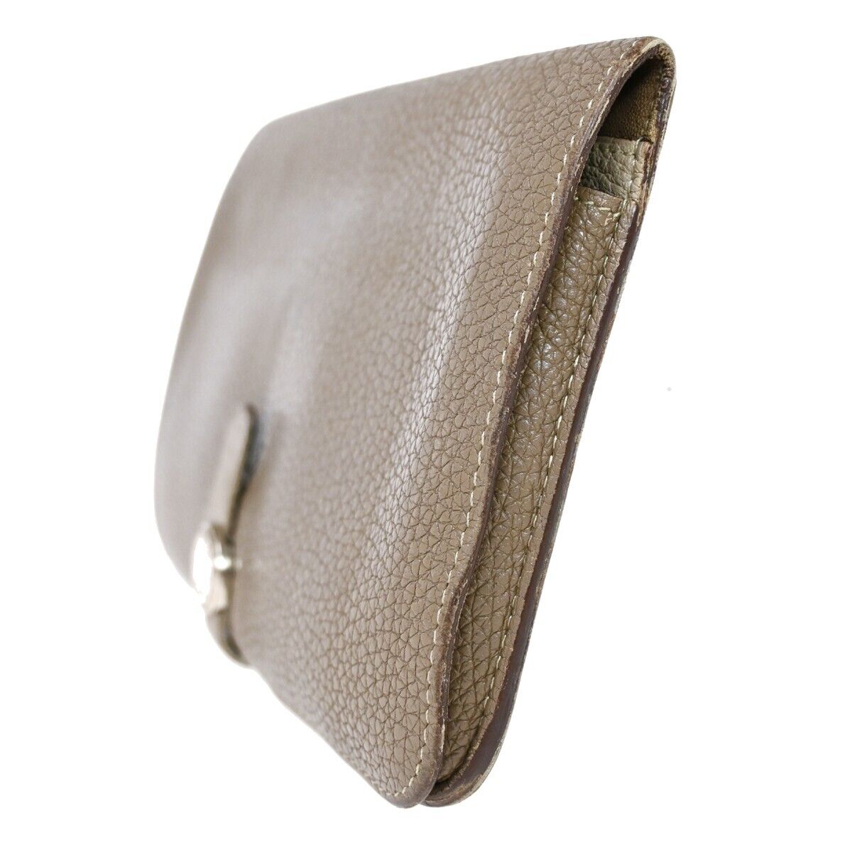 HERMES Logos Dogon GM Long Bifold Wallet Purse Togo Leather Brown SHW 87HB226