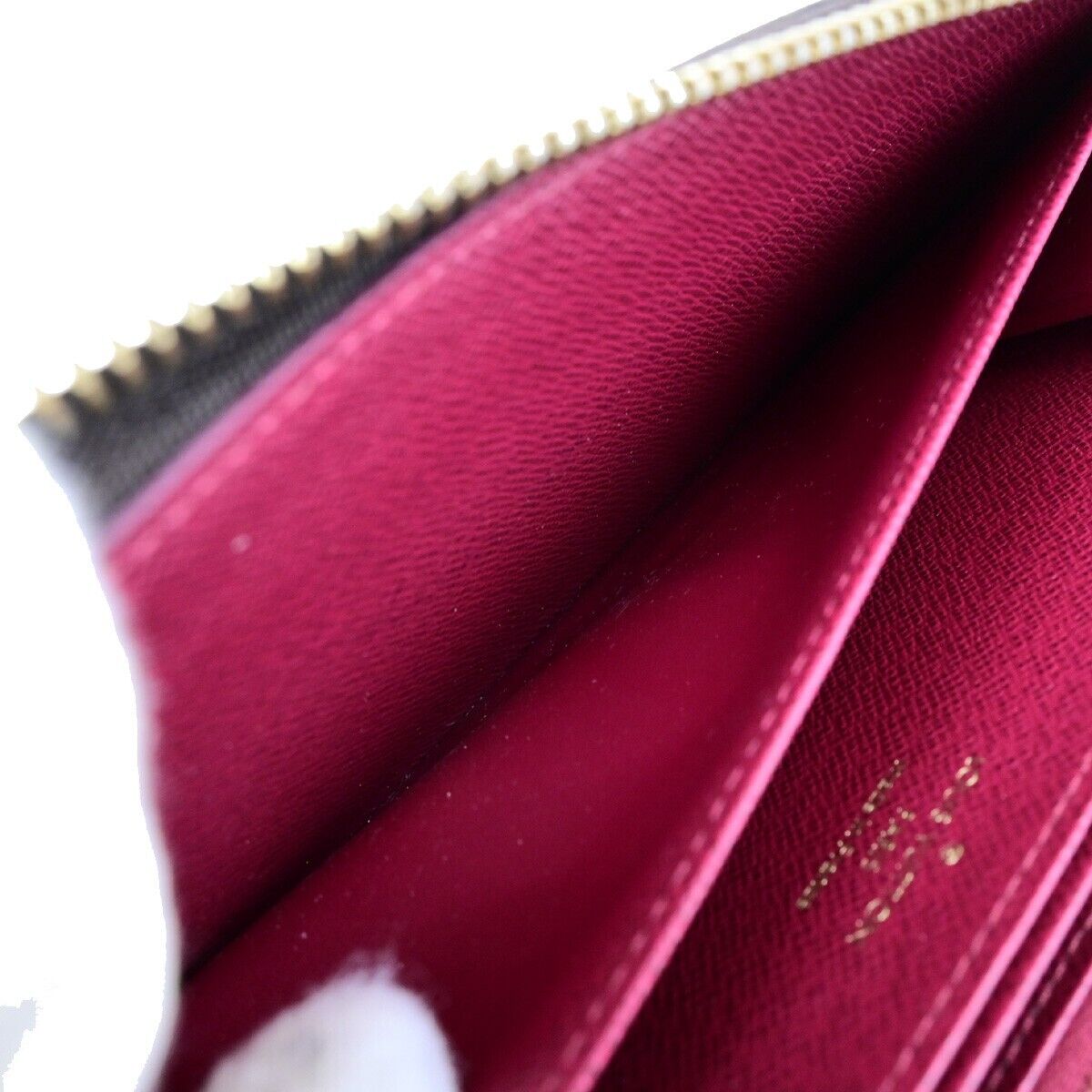 LOUIS VUITTON Zippy Long Wallet Monogram Leather Brown Fuchsia M41895 10EB840