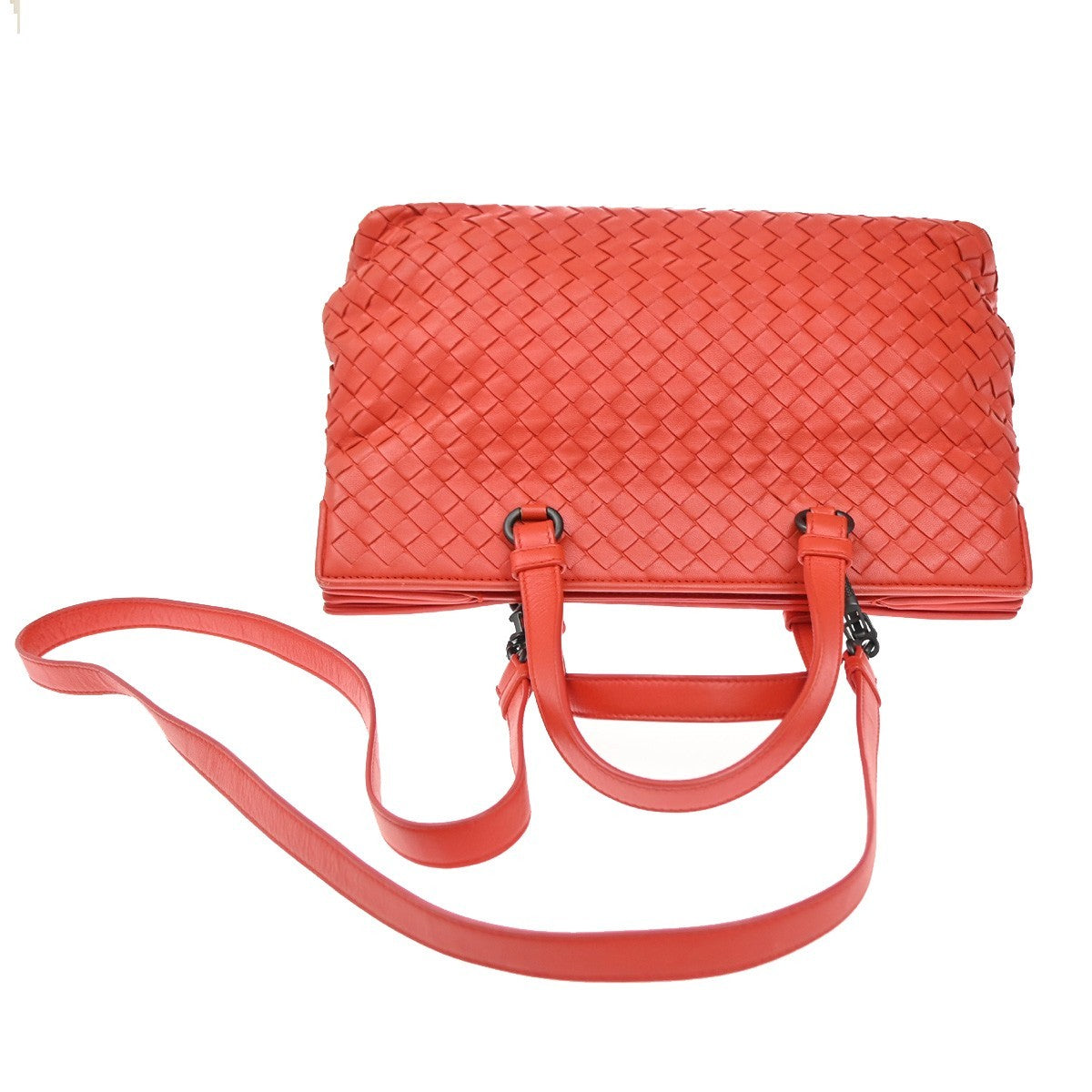 BOTTEGA VENETA Logo Intrecciato 2way Shoulder Hand Bag Leather Red Italy 99MA144