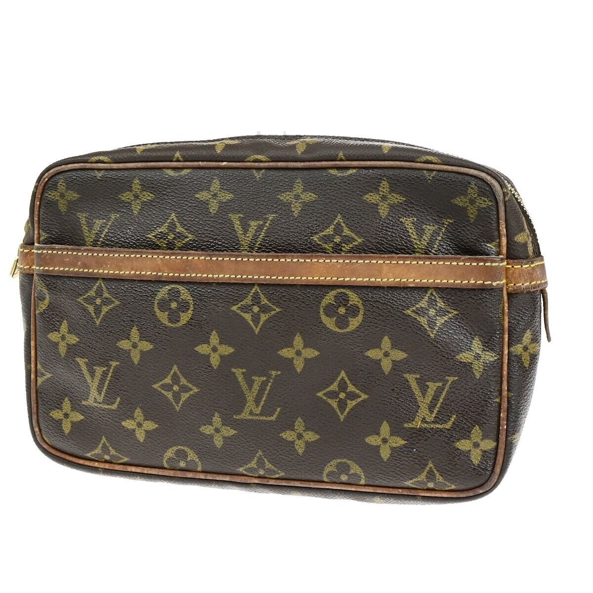 LOUIS VUITTON Compiegne 23 Clutch Hand Bag Monogram Leather Brown M51847 63FA723