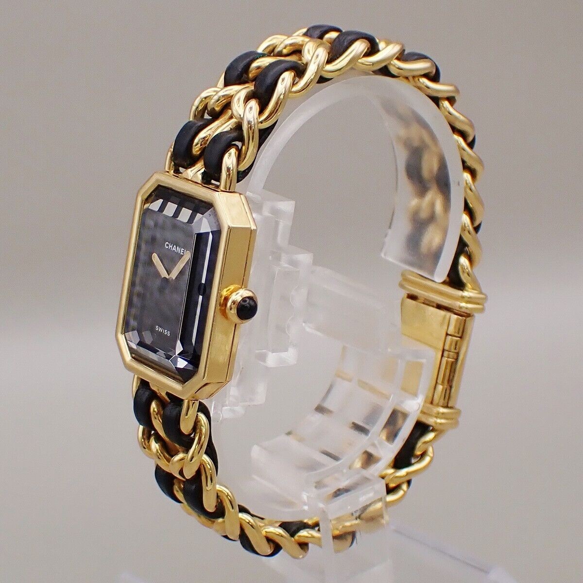 CHANEL Logo Premiere Watch H0001  # L Quartz Gold Plated Leather GHW 670RK948