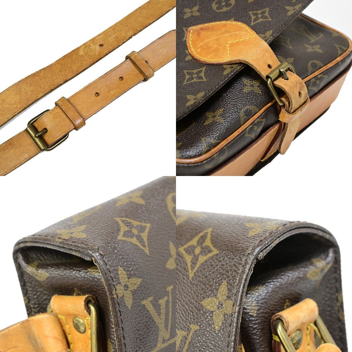 LOUIS VUITTON Cartouchiere MM Shoulder Bag Monogram Leather Brown M51253 36EB598