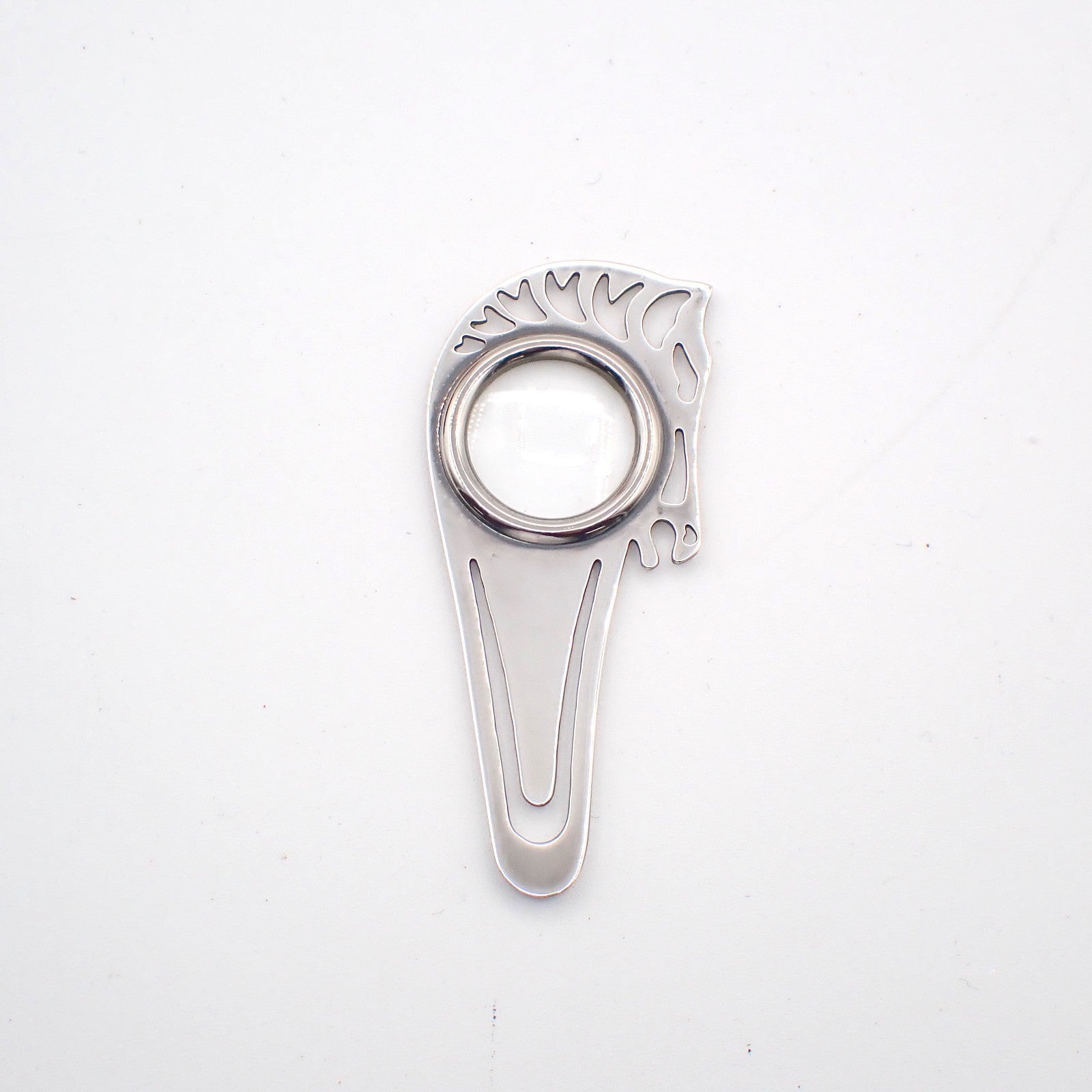 HERMES Horse Head Cheval Bookmark Magnifying Glass Silver Metal 60RL938