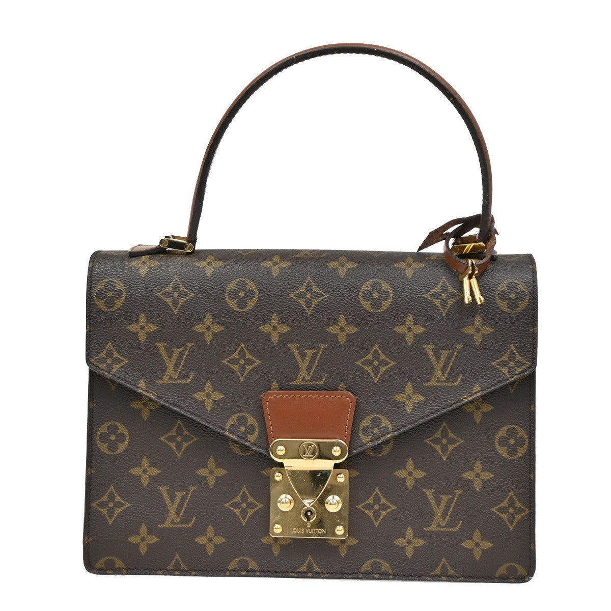 LOUIS VUITTON Concorde Hand Bag Monogram Leather Brown France M51190 70DA219