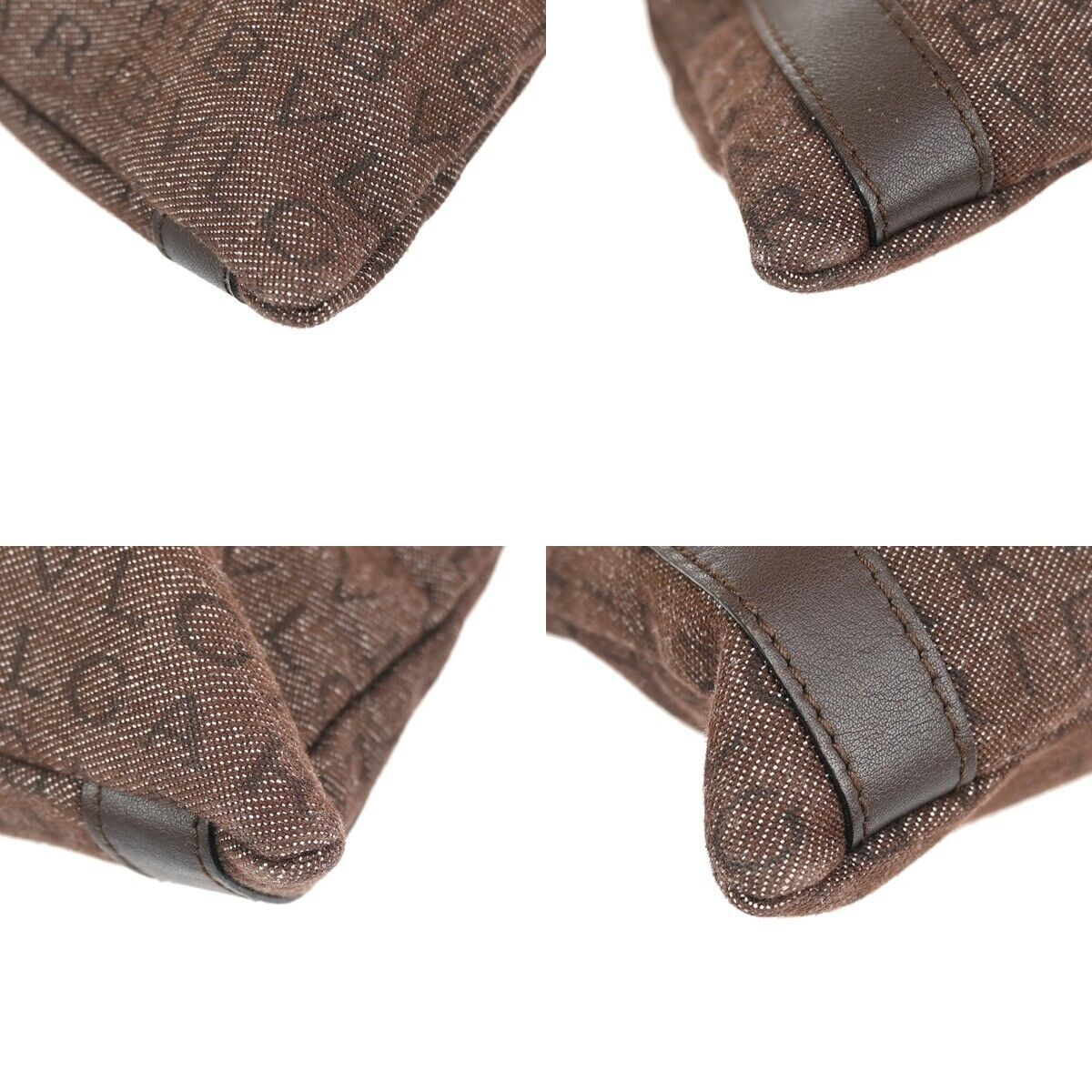 BVLGARI Logo MANIA Crossbody Shoulder Bag Canvas Leather Brown Silver 68DA075