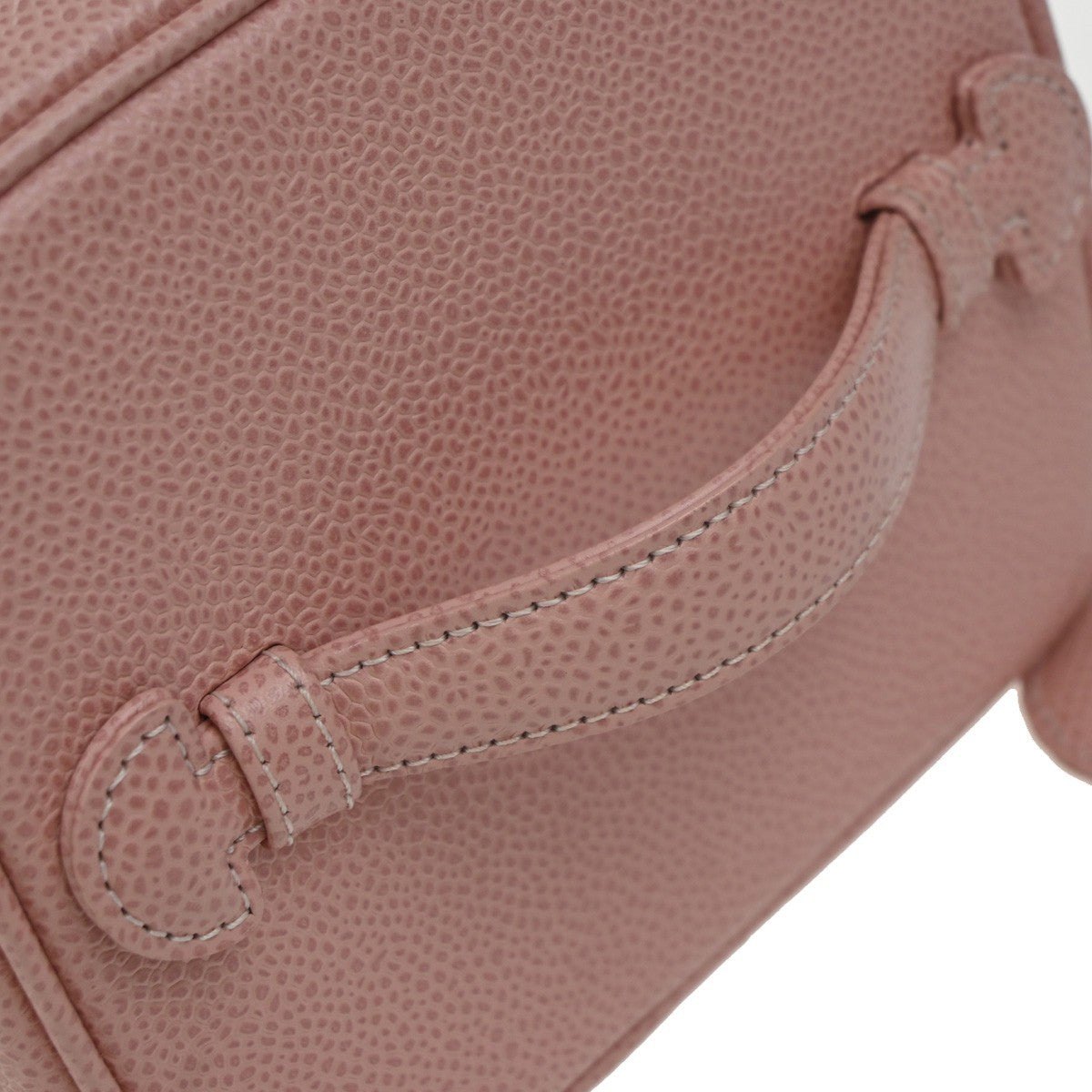 CHANEL CC Logo Cosmetic Vanity Hand Bag Grained Calfskin Leather Pink 674RP132