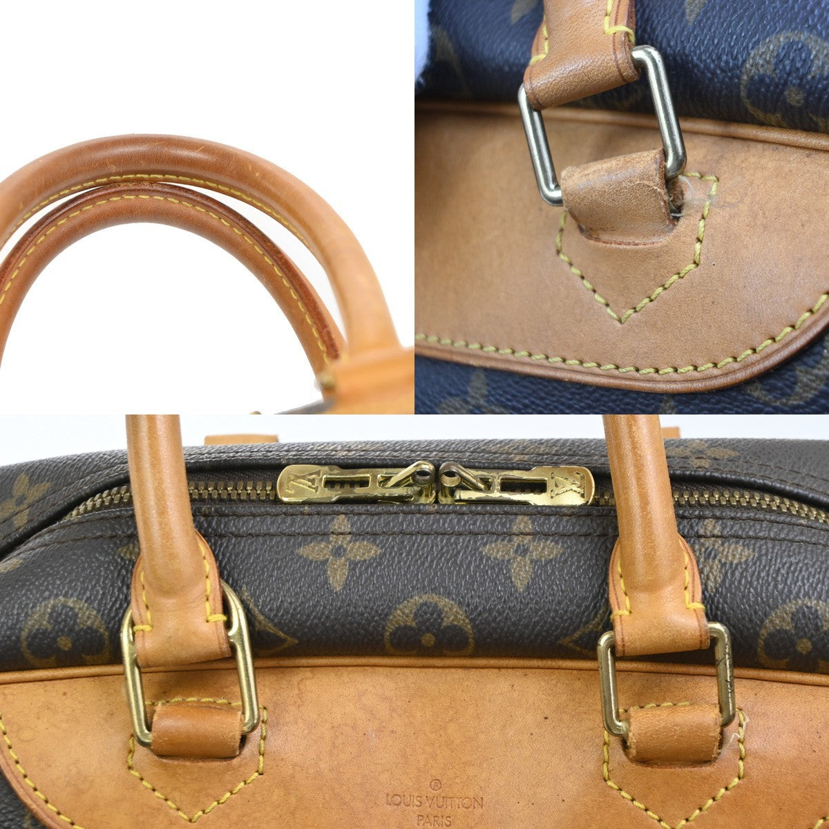 LOUIS VUITTON LV Logo Deauville Hand Bag Monogram Leather Brown M47270 83PA017