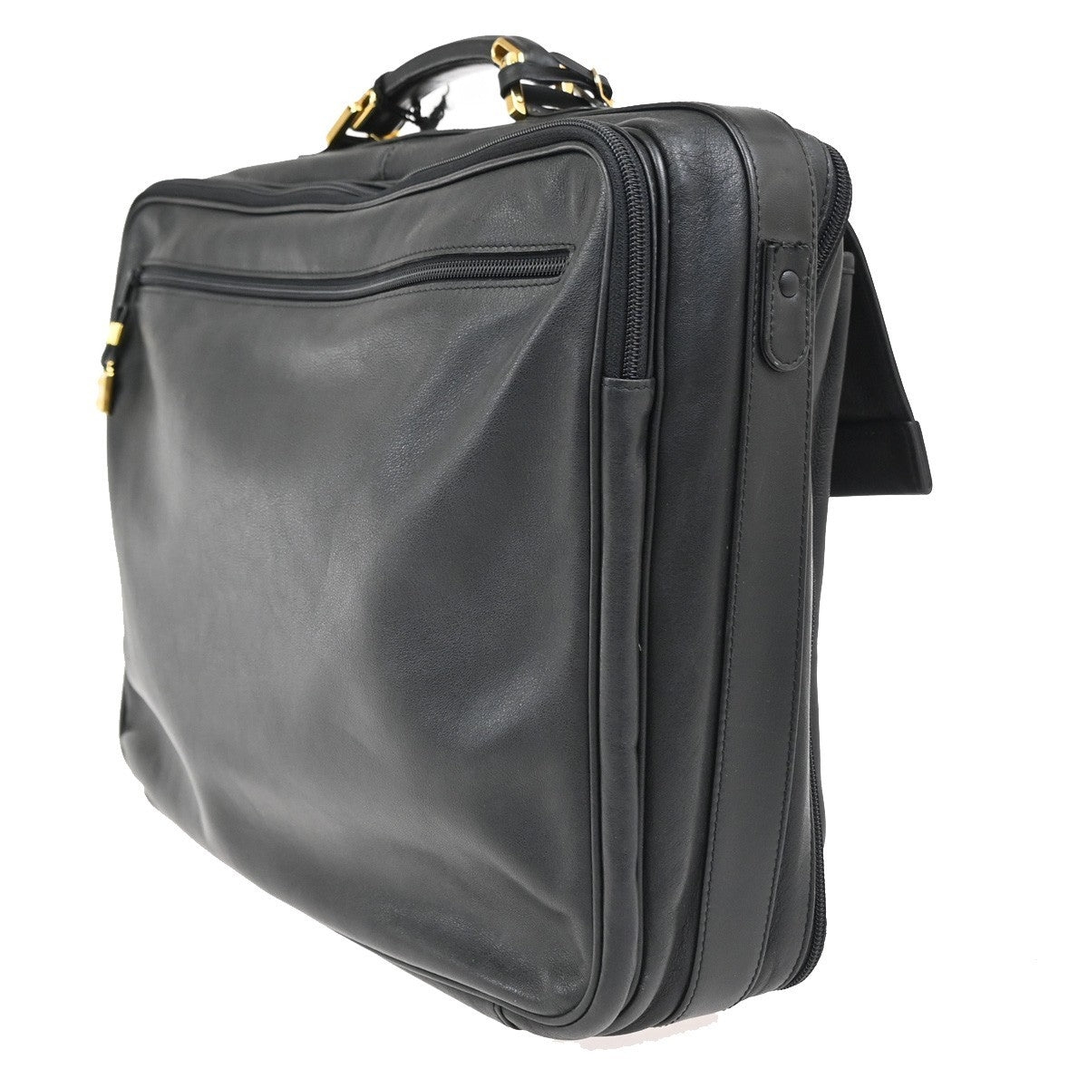 LOEWE Logo Anagram Business Hand Bag Leather Black GHW Spain GHW 67TA649