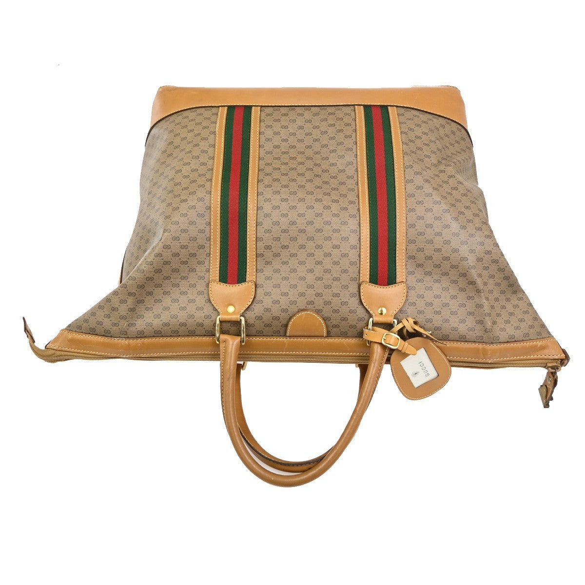 GUCCI Logo Sherry GG Pattern Travel Hand Bag PVC Leather Brown Italy 62KC300